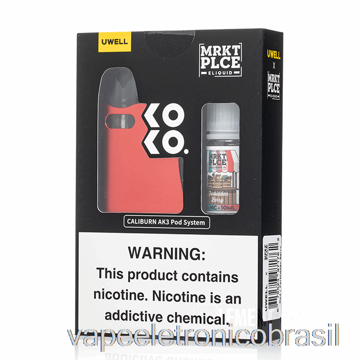 Vape Eletrônico Uwell X Dv Caliburn Ak3 Kit + 50mg Nic Salt [vermelho] Mrkt Plce - Baga Proibida